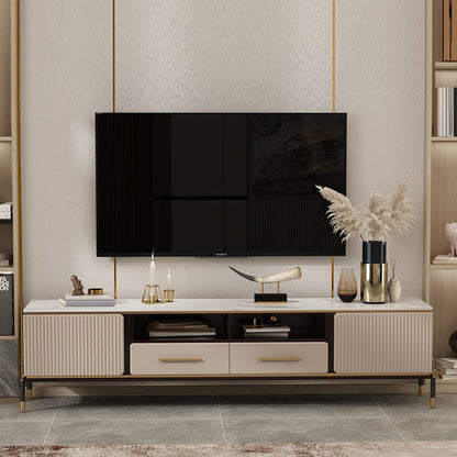 Glam TV Stand Console Stone Media Console TV Stand with 2 Drawers Clearhalo 'furn' 'furn_tv_stands_entertainment_centers' 'Furniture' 'Living Room Furniture' 'TV Stands & Entertainment Centers' 'TV Stands & Media Storage Furniture' 'tv_stands_entertainment_centers' 6976999