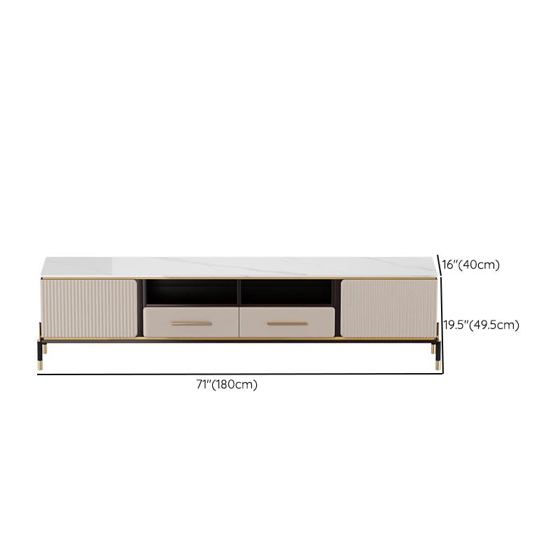 Glam TV Stand Console Stone Media Console TV Stand with 2 Drawers Clearhalo 'furn' 'furn_tv_stands_entertainment_centers' 'Furniture' 'Living Room Furniture' 'TV Stands & Entertainment Centers' 'TV Stands & Media Storage Furniture' 'tv_stands_entertainment_centers' 6977007