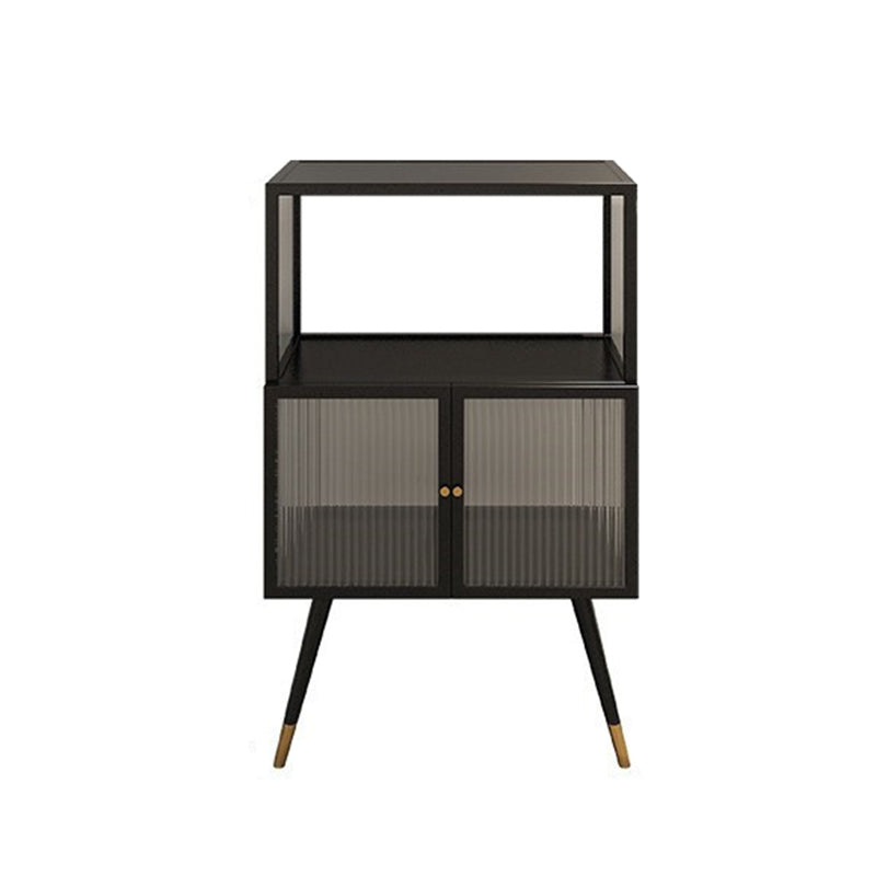 Contemporary Curio Cabinet Metal Glass Doors Display Stand for Dining Room Black Clearhalo 'Display & China Cabinets' 'display_china_cabinets' 'furn' 'furn_display_china_cabinets' 'Furniture' 'Kitchen & Dining Furniture' 6977042