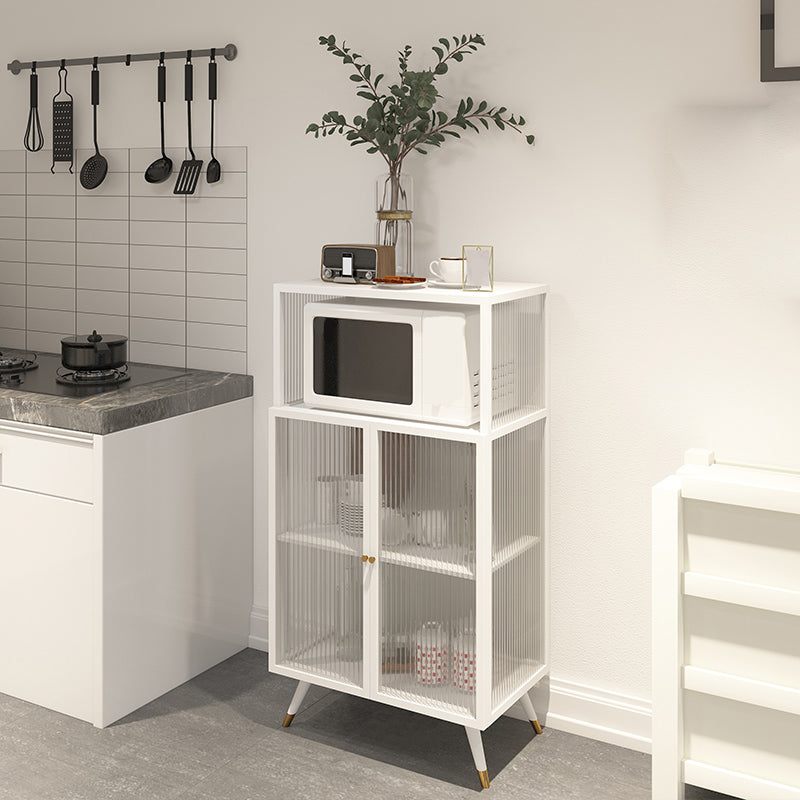 Contemporary Curio Cabinet Metal Glass Doors Display Stand for Dining Room 28"L x 14"W x 43"H White Clearhalo 'Display & China Cabinets' 'display_china_cabinets' 'furn' 'furn_display_china_cabinets' 'Furniture' 'Kitchen & Dining Furniture' 6977043