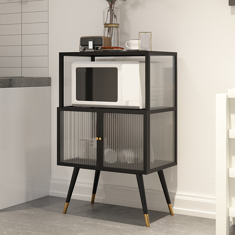 Contemporary Curio Cabinet Metal Glass Doors Display Stand for Dining Room 23.6"L x 13.8"W x 39.4"H Black Clearhalo 'Display & China Cabinets' 'display_china_cabinets' 'furn' 'furn_display_china_cabinets' 'Furniture' 'Kitchen & Dining Furniture' 6977045