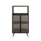 Contemporary Curio Cabinet Metal Glass Doors Display Stand for Dining Room Black Clearhalo 'Display & China Cabinets' 'display_china_cabinets' 'furn' 'furn_display_china_cabinets' 'Furniture' 'Kitchen & Dining Furniture' 6977048