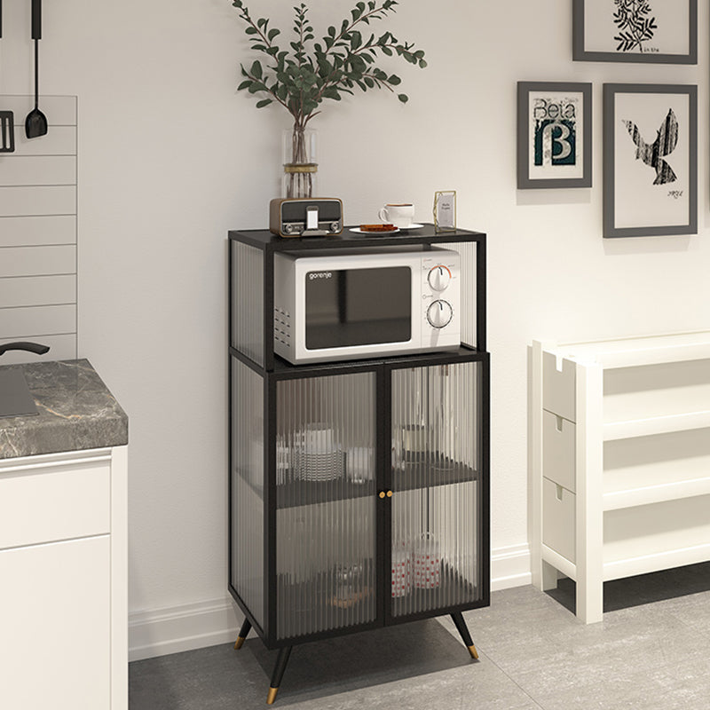 Contemporary Curio Cabinet Metal Glass Doors Display Stand for Dining Room Clearhalo 'Display & China Cabinets' 'display_china_cabinets' 'furn' 'furn_display_china_cabinets' 'Furniture' 'Kitchen & Dining Furniture' 6977056