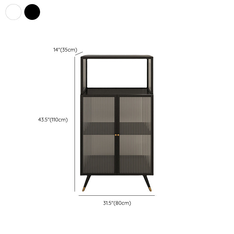 Contemporary Curio Cabinet Metal Glass Doors Display Stand for Dining Room Clearhalo 'Display & China Cabinets' 'display_china_cabinets' 'furn' 'furn_display_china_cabinets' 'Furniture' 'Kitchen & Dining Furniture' 6977061
