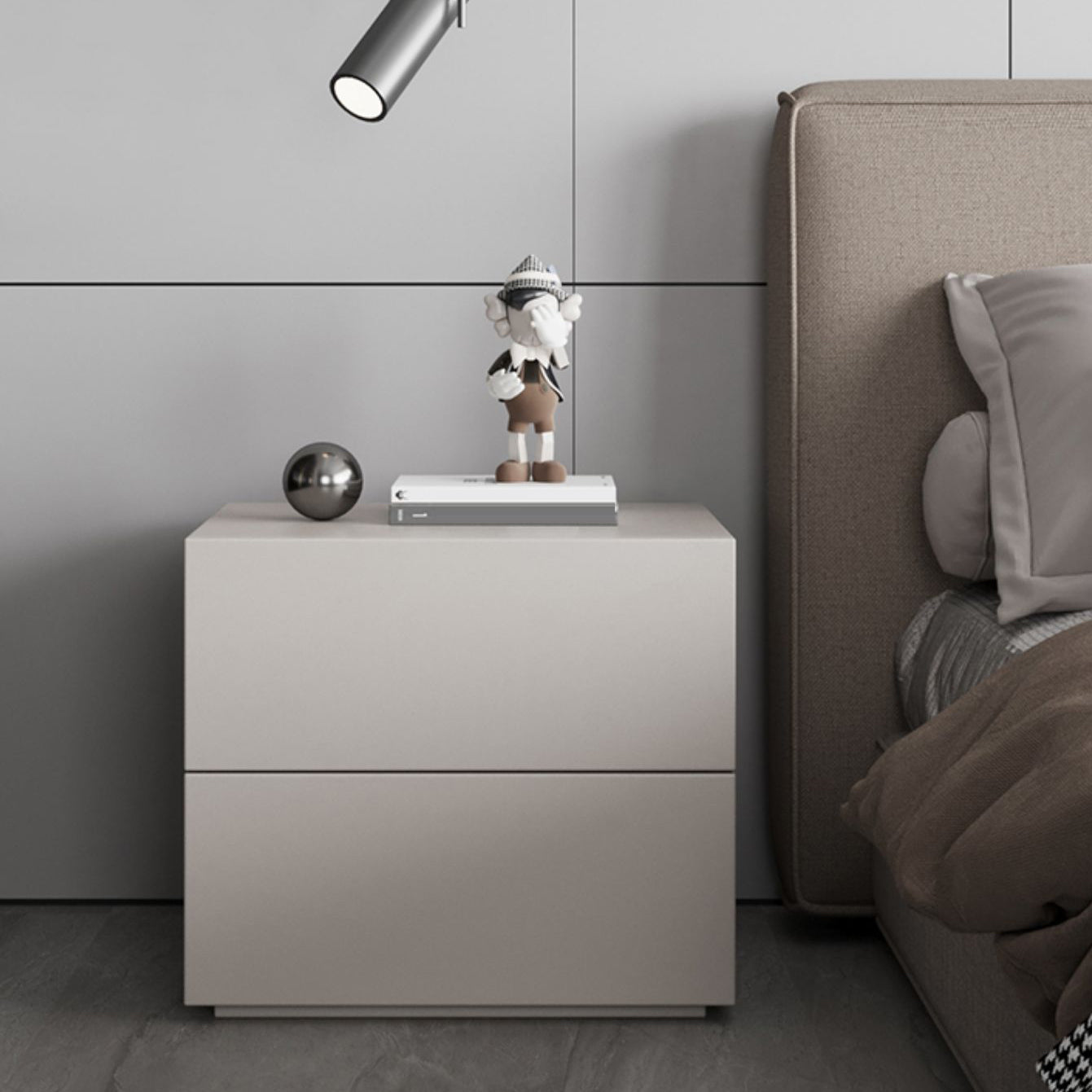 Modernism Accent Table Nightstand Drawers Storage Bed Nightstand for Home Khaki 1 Piece Clearhalo 'Bedroom Furniture' 'furn' 'furn_night_stand' 'Furniture' 'night_stand' 'Nightstands' 6977201