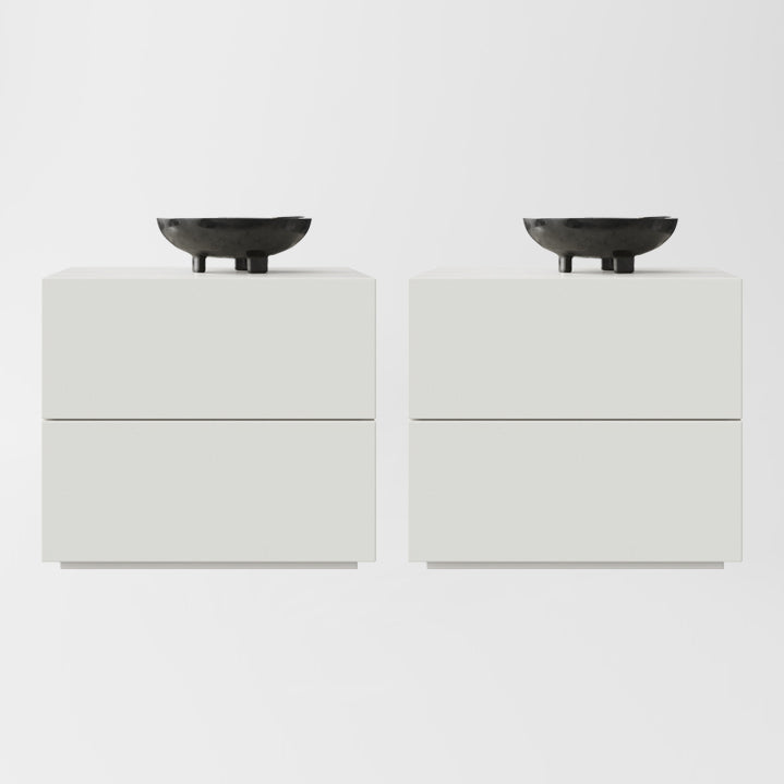 Modernism Accent Table Nightstand Drawers Storage Bed Nightstand for Home Off-White 2 Piece Set Clearhalo 'Bedroom Furniture' 'furn' 'furn_night_stand' 'Furniture' 'night_stand' 'Nightstands' 6977206