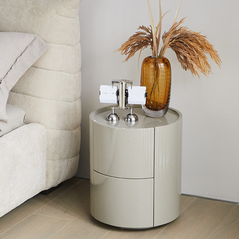 Contemporary Night Table Storage Accent Table Nightstand with 2 Drawers Khaki 1 Piece Clearhalo 'Bedroom Furniture' 'furn' 'furn_night_stand' 'Furniture' 'night_stand' 'Nightstands' 6977272