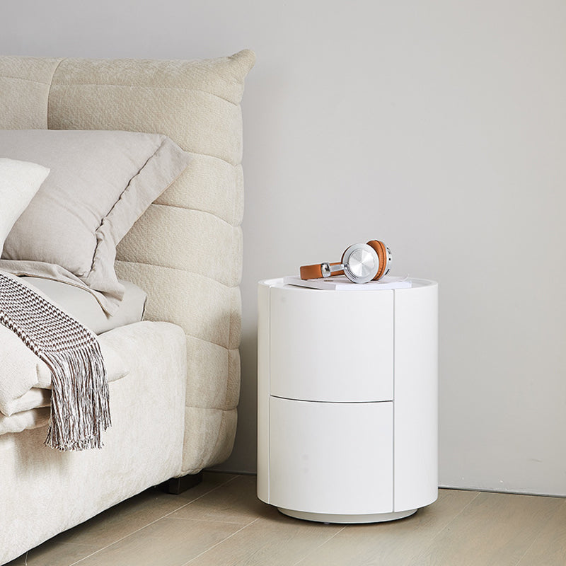 Contemporary Night Table Storage Accent Table Nightstand with 2 Drawers Off-White 1 Piece Clearhalo 'Bedroom Furniture' 'furn' 'furn_night_stand' 'Furniture' 'night_stand' 'Nightstands' 6977273