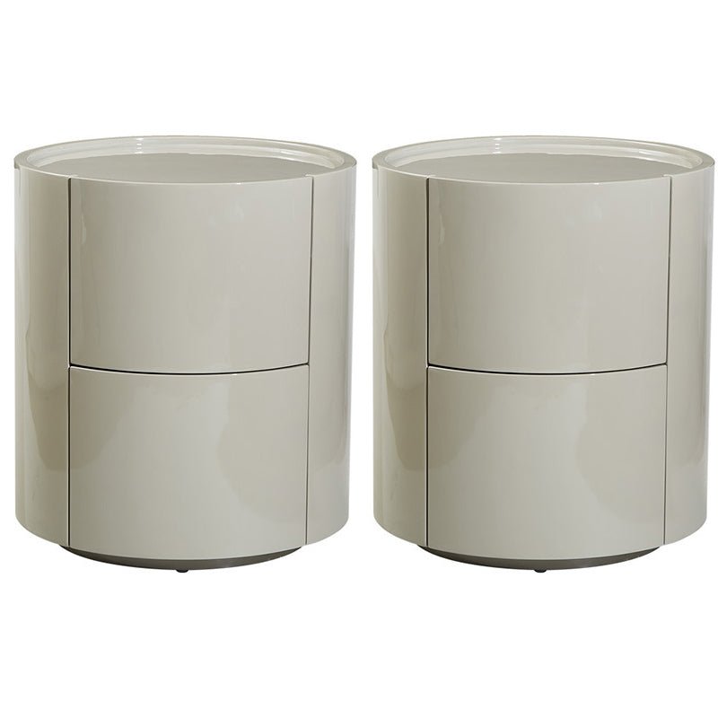 Contemporary Night Table Storage Accent Table Nightstand with 2 Drawers Khaki 2 Piece Set Clearhalo 'Bedroom Furniture' 'furn' 'furn_night_stand' 'Furniture' 'night_stand' 'Nightstands' 6977275