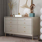 Contemporary Horizontal Double Dresser White/Silver Dresser with Storage for Home