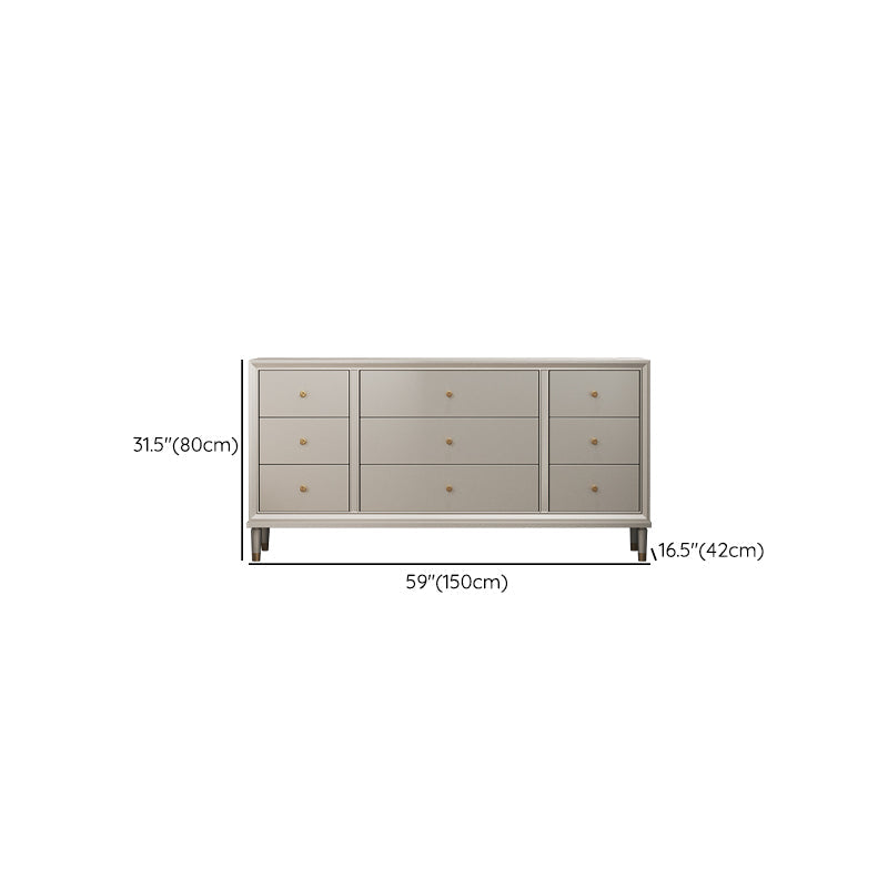 Contemporary Horizontal Double Dresser White/Silver Dresser with Storage for Home
