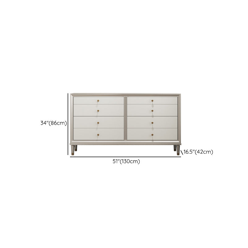 Contemporary Horizontal Double Dresser White/Silver Dresser with Storage for Home