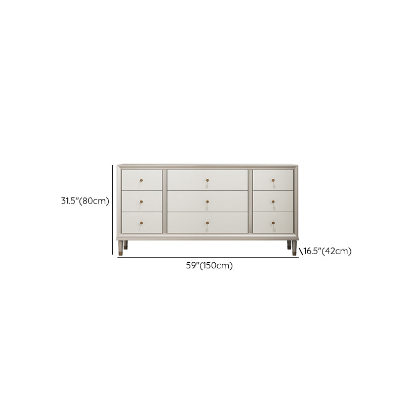 Contemporary Horizontal Double Dresser White/Silver Dresser with Storage for Home