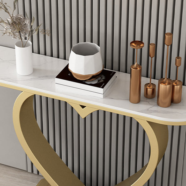 Half Moon Contemporary Console Accent Table Antique Finish Console Sofa Table Clearhalo 'Console Tables' 'console_tables' 'Entry & Mudroom Furniture' 'furn' 'furn_console_tables' 'Furniture' 6977533