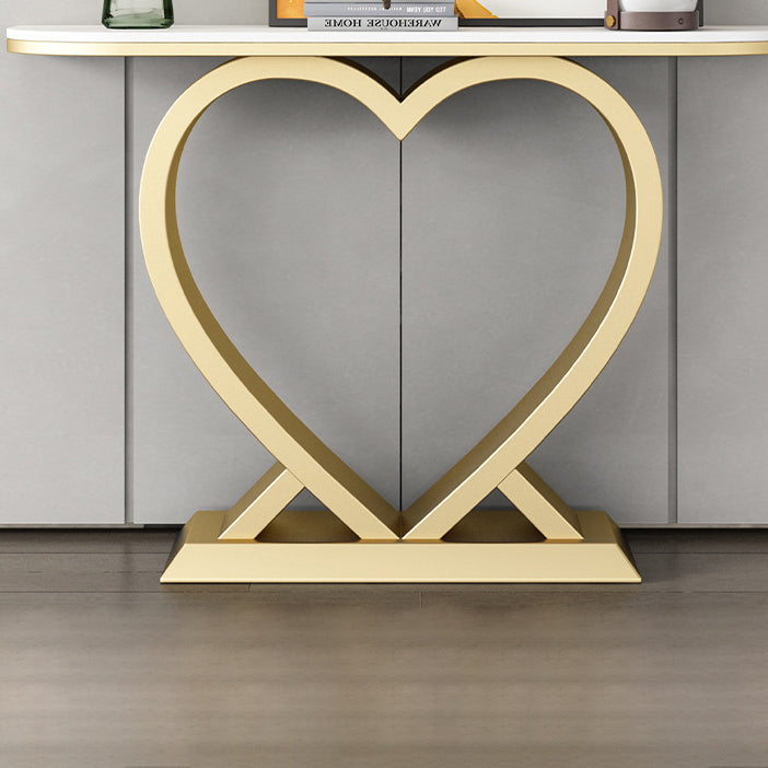 Half Moon Contemporary Console Accent Table Antique Finish Console Sofa Table Clearhalo 'Console Tables' 'console_tables' 'Entry & Mudroom Furniture' 'furn' 'furn_console_tables' 'Furniture' 6977535