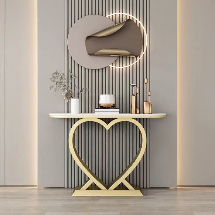 Half Moon Contemporary Console Accent Table Antique Finish Console Sofa Table Clearhalo 'Console Tables' 'console_tables' 'Entry & Mudroom Furniture' 'furn' 'furn_console_tables' 'Furniture' 6977537