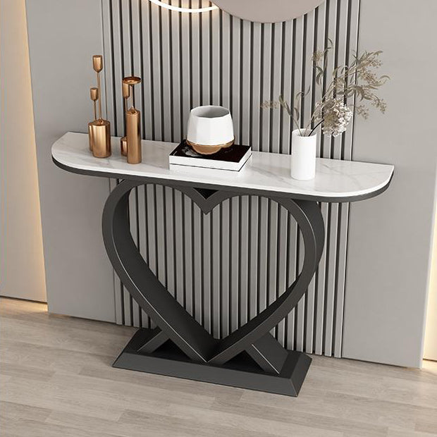 Half Moon Contemporary Console Accent Table Antique Finish Console Sofa Table Clearhalo 'Console Tables' 'console_tables' 'Entry & Mudroom Furniture' 'furn' 'furn_console_tables' 'Furniture' 6977538