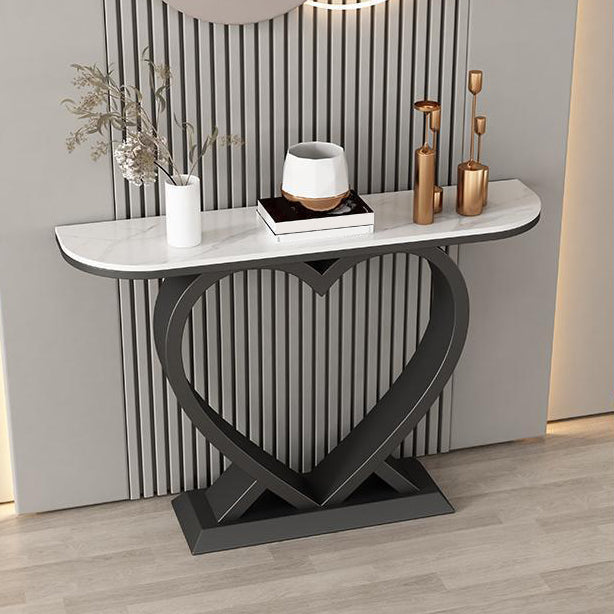 Half Moon Contemporary Console Accent Table Antique Finish Console Sofa Table Clearhalo 'Console Tables' 'console_tables' 'Entry & Mudroom Furniture' 'furn' 'furn_console_tables' 'Furniture' 6977539