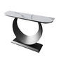 Zeitgenössische Halbmondkonsole Akzenttisch Antikes Finish -Konsole -Sofa Tisch in Stein