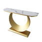 Zeitgenössische Halbmondkonsole Akzenttisch Antikes Finish -Konsole -Sofa Tisch in Stein