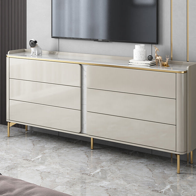 Klassieke glamoureuze ladekast met stenen opbergkast met 6 laden, 11,7 inch breed