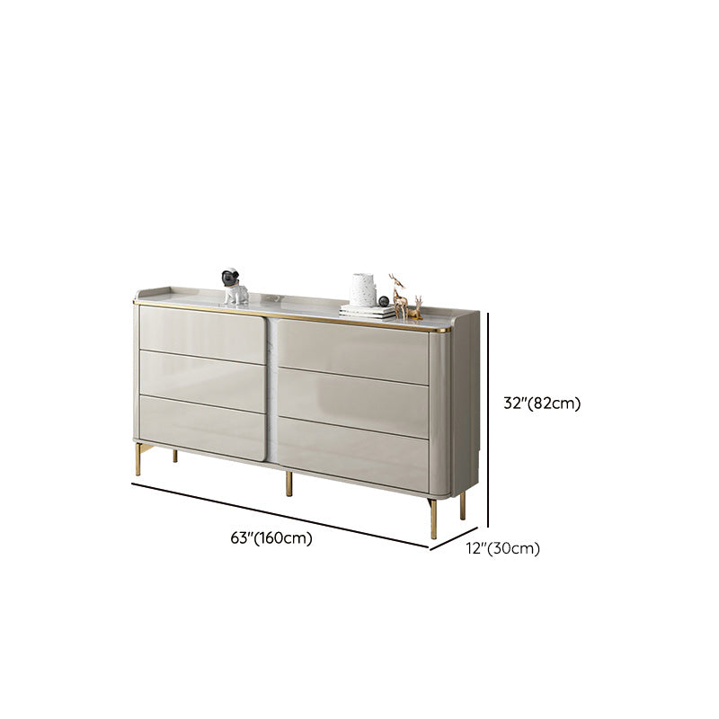 Klassieke glamoureuze ladekast met stenen opbergkast met 6 laden, 11,7 inch breed