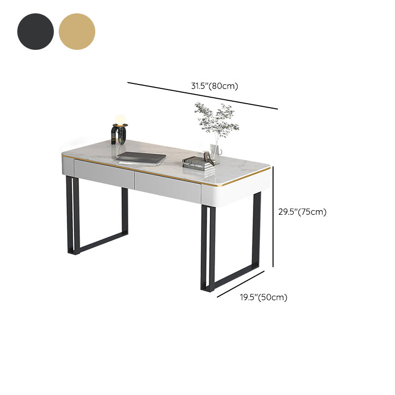 Rectangular Shaped Office Working Table Stone Writing Desk in Gold/Black Clearhalo 'furn' 'furn_office_desk' 'Furniture' 'Office Desks' 'Office Furniture' 'office_desk' 6978126
