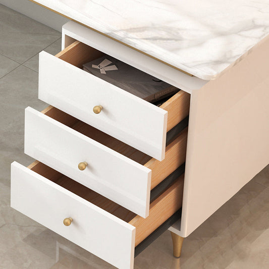 3つの引き出しライティングデスク黒/白の長方形の形をしたオフィスデスク