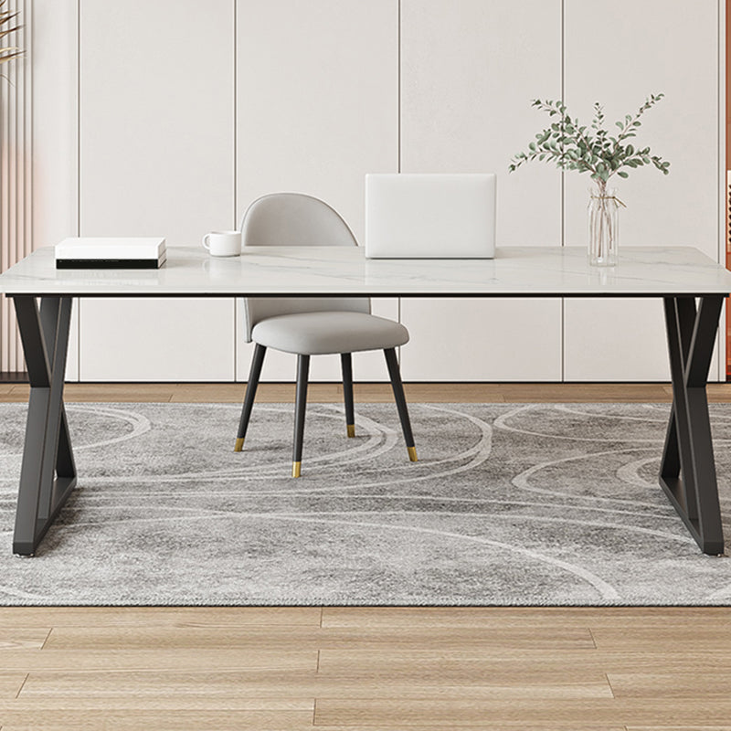 Industrial Style Office Desk Rectangular Shaped Task Desk in White for Office Clearhalo 'furn' 'furn_office_desk' 'Furniture' 'Office Desks' 'Office Furniture' 'office_desk' 6978187