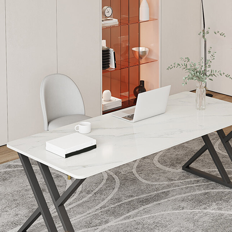 Industrial Style Office Desk Rectangular Shaped Task Desk in White for Office Clearhalo 'furn' 'furn_office_desk' 'Furniture' 'Office Desks' 'Office Furniture' 'office_desk' 6978188