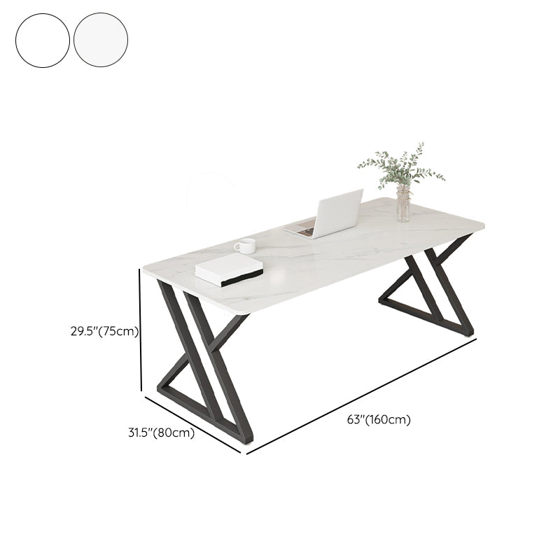 Industrial Style Office Desk Rectangular Shaped Task Desk in White for Office Clearhalo 'furn' 'furn_office_desk' 'Furniture' 'Office Desks' 'Office Furniture' 'office_desk' 6978195