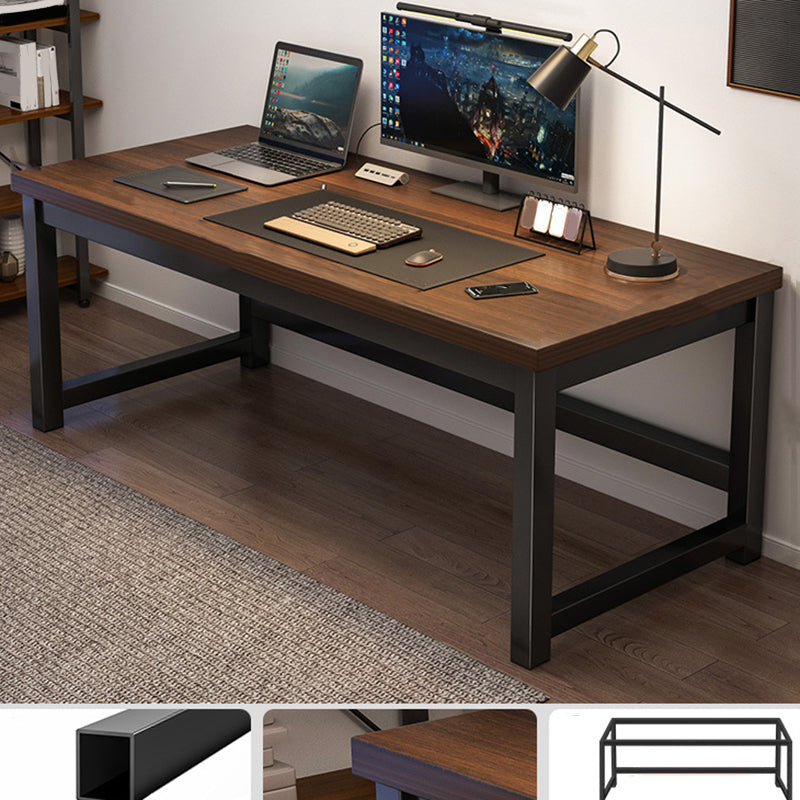 Wooden Rectangular Computer Desk Modern 29.13" Tall Gaming Desk with Steel Legs 63"L x 24"W x 29"H Walnut Clearhalo 'furn' 'furn_office_desk' 'Furniture' 'Office Desks' 'Office Furniture' 'office_desk' 6978229