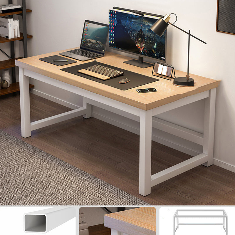 Wooden Rectangular Computer Desk Modern 29.13" Tall Gaming Desk with Steel Legs 55"L x 24"W x 29"H Natural Clearhalo 'furn' 'furn_office_desk' 'Furniture' 'Office Desks' 'Office Furniture' 'office_desk' 6978237