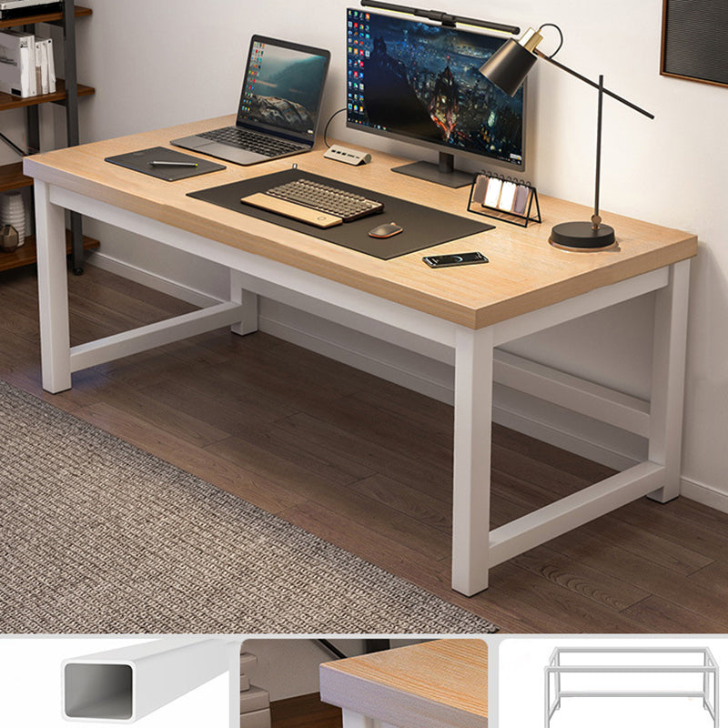 Wooden Rectangular Computer Desk Modern 29.13" Tall Gaming Desk with Steel Legs 63"L x 24"W x 29"H Natural Clearhalo 'furn' 'furn_office_desk' 'Furniture' 'Office Desks' 'Office Furniture' 'office_desk' 6978239