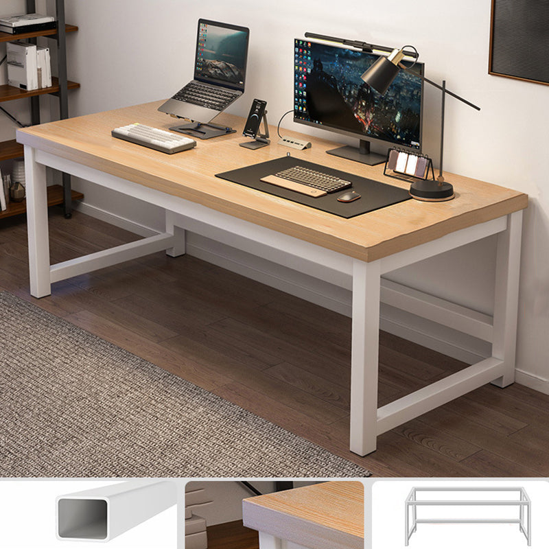 Wooden Rectangular Computer Desk Modern 29.13" Tall Gaming Desk with Steel Legs 71"L x 24"W x 29"H Natural Clearhalo 'furn' 'furn_office_desk' 'Furniture' 'Office Desks' 'Office Furniture' 'office_desk' 6978244