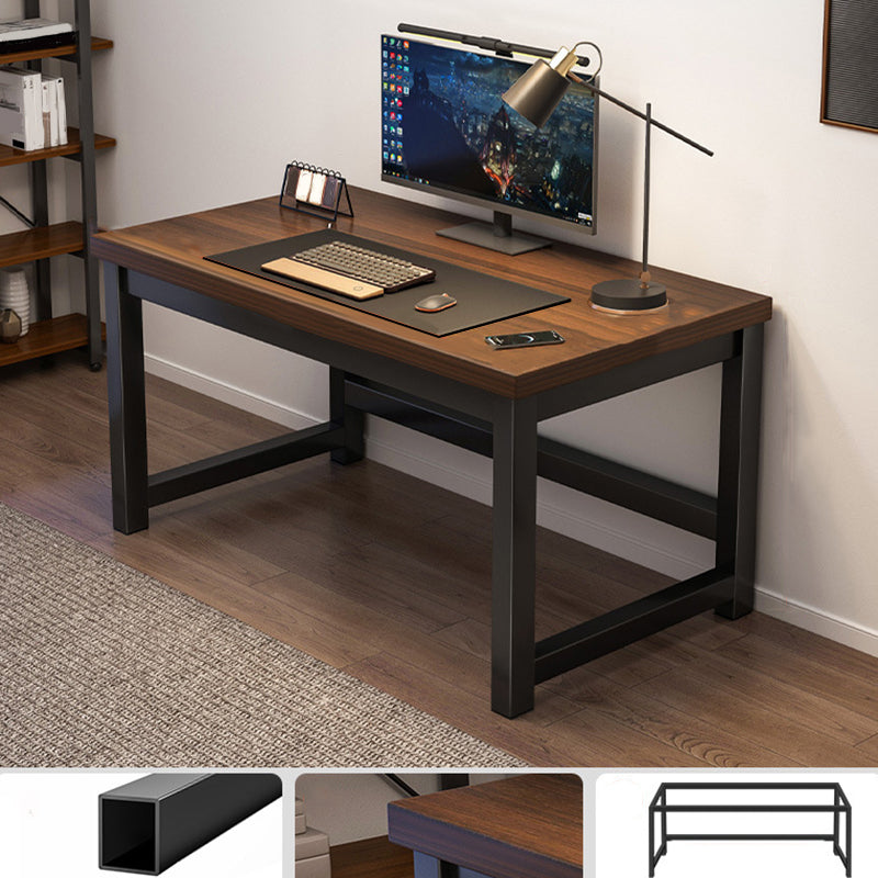 Wooden Rectangular Computer Desk Modern 29.13" Tall Gaming Desk with Steel Legs 31"L x 20"W x 29"H Walnut Clearhalo 'furn' 'furn_office_desk' 'Furniture' 'Office Desks' 'Office Furniture' 'office_desk' 6978246