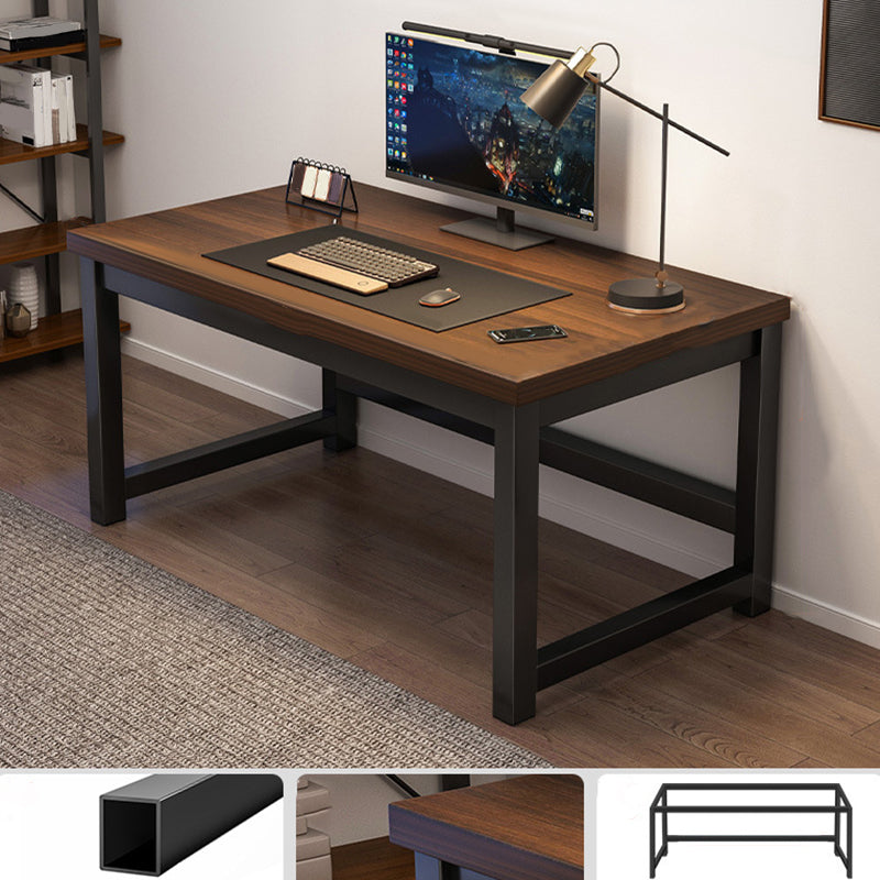 Wooden Rectangular Computer Desk Modern 29.13" Tall Gaming Desk with Steel Legs 39.4"L x 23.6"W x 29.1"H Walnut Clearhalo 'furn' 'furn_office_desk' 'Furniture' 'Office Desks' 'Office Furniture' 'office_desk' 6978247