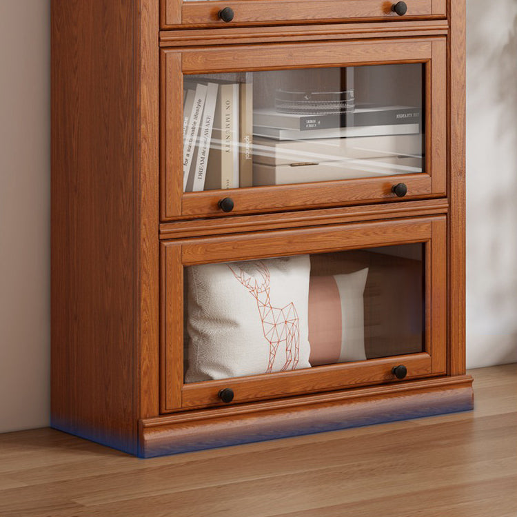 Bibliothèque contemporaine en bois standard à l'arrière fermé avec des armoires