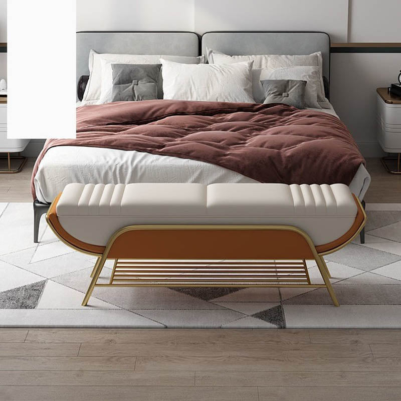 Panchina di posti a sedere ammortizzati glam e panca per la camera da letto con ripiani