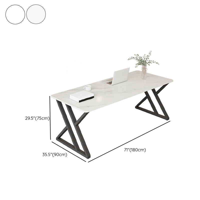 Industrial Style Office Desk Rectangular Shaped Task Desk in White for Office Clearhalo 'furn' 'furn_office_desk' 'Furniture' 'Office Desks' 'Office Furniture' 'office_desk' 6978652