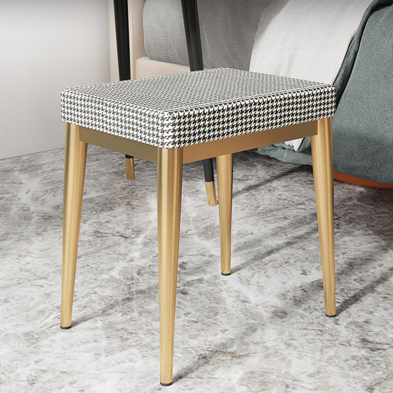 Solid Color Flannel Standard Stool Modern Simple Rectangular Upholstered Stool Houndstooth pattern 1 Piece Gold Clearhalo 'furn' 'furn_ottomans_poufs' 'Furniture' 'Living Room Furniture' 'Ottomans & Poufs' 'ottomans_poufs' 6978716