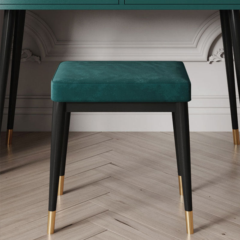 Solid Color Flannel Standard Stool Modern Simple Rectangular Upholstered Stool Green 1 Piece Black Clearhalo 'furn' 'furn_ottomans_poufs' 'Furniture' 'Living Room Furniture' 'Ottomans & Poufs' 'ottomans_poufs' 6978718