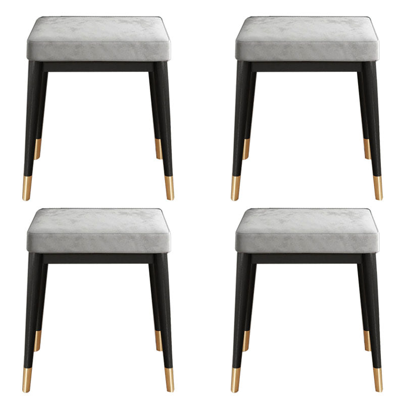 Solid Color Flannel Standard Stool Modern Simple Rectangular Upholstered Stool Gray 4 Piece Set Black Clearhalo 'furn' 'furn_ottomans_poufs' 'Furniture' 'Living Room Furniture' 'Ottomans & Poufs' 'ottomans_poufs' 6978734