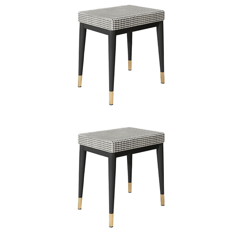 Solid Color Flannel Standard Stool Modern Simple Rectangular Upholstered Stool Houndstooth pattern 2 Piece Set Black Clearhalo 'furn' 'furn_ottomans_poufs' 'Furniture' 'Living Room Furniture' 'Ottomans & Poufs' 'ottomans_poufs' 6978735