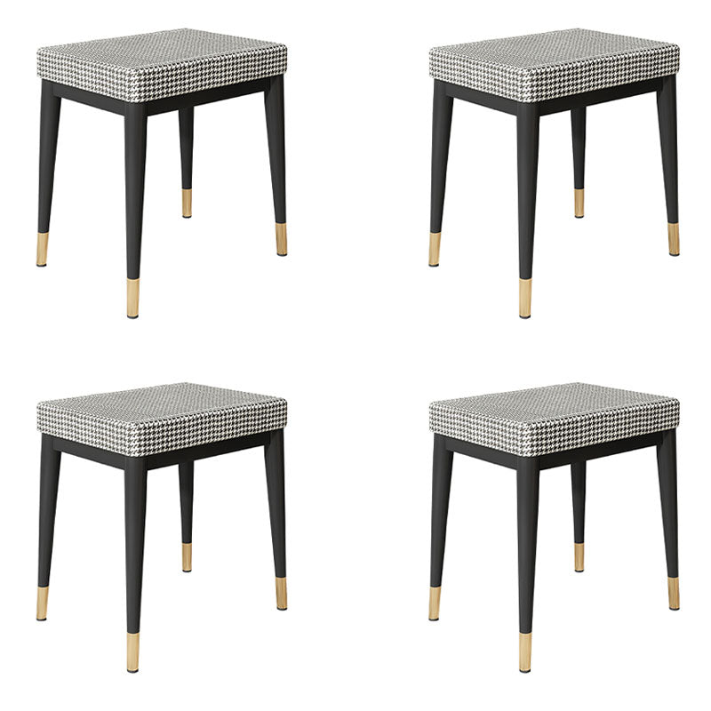 Solid Color Flannel Standard Stool Modern Simple Rectangular Upholstered Stool Houndstooth pattern 4 Piece Set Black Clearhalo 'furn' 'furn_ottomans_poufs' 'Furniture' 'Living Room Furniture' 'Ottomans & Poufs' 'ottomans_poufs' 6978736