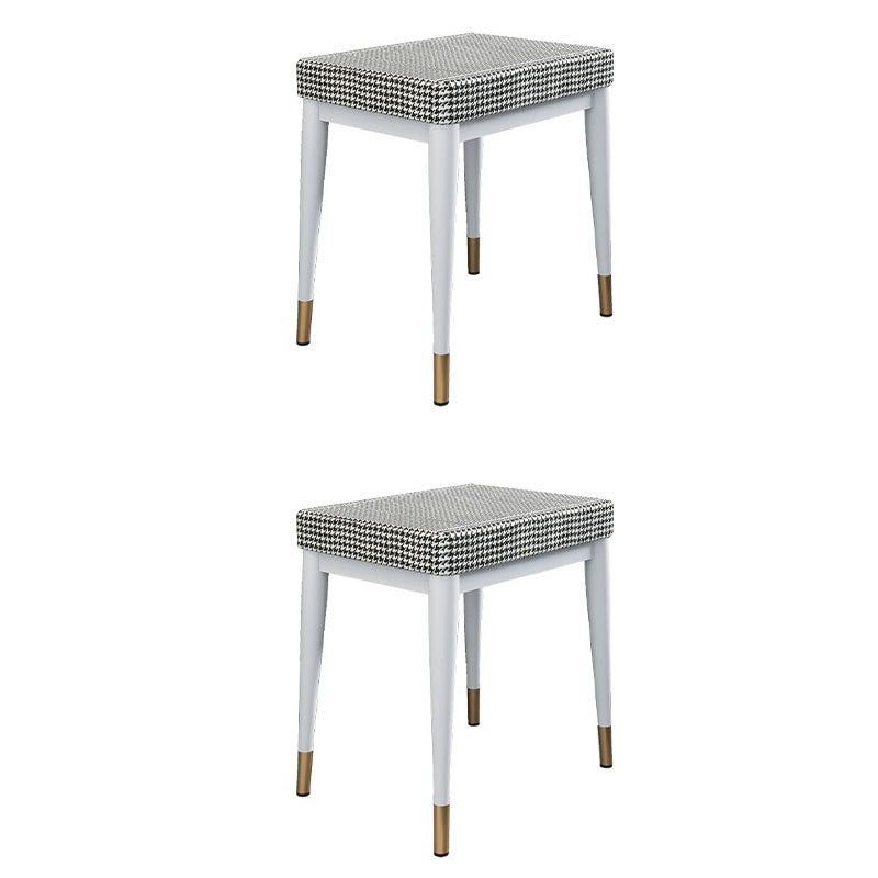 Solid Color Flannel Standard Stool Modern Simple Rectangular Upholstered Stool Houndstooth pattern 2 Piece Set White Clearhalo 'furn' 'furn_ottomans_poufs' 'Furniture' 'Living Room Furniture' 'Ottomans & Poufs' 'ottomans_poufs' 6978737