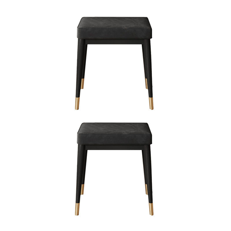 Solid Color Flannel Standard Stool Modern Simple Rectangular Upholstered Stool Black 2 Piece Set Black Clearhalo 'furn' 'furn_ottomans_poufs' 'Furniture' 'Living Room Furniture' 'Ottomans & Poufs' 'ottomans_poufs' 6978739