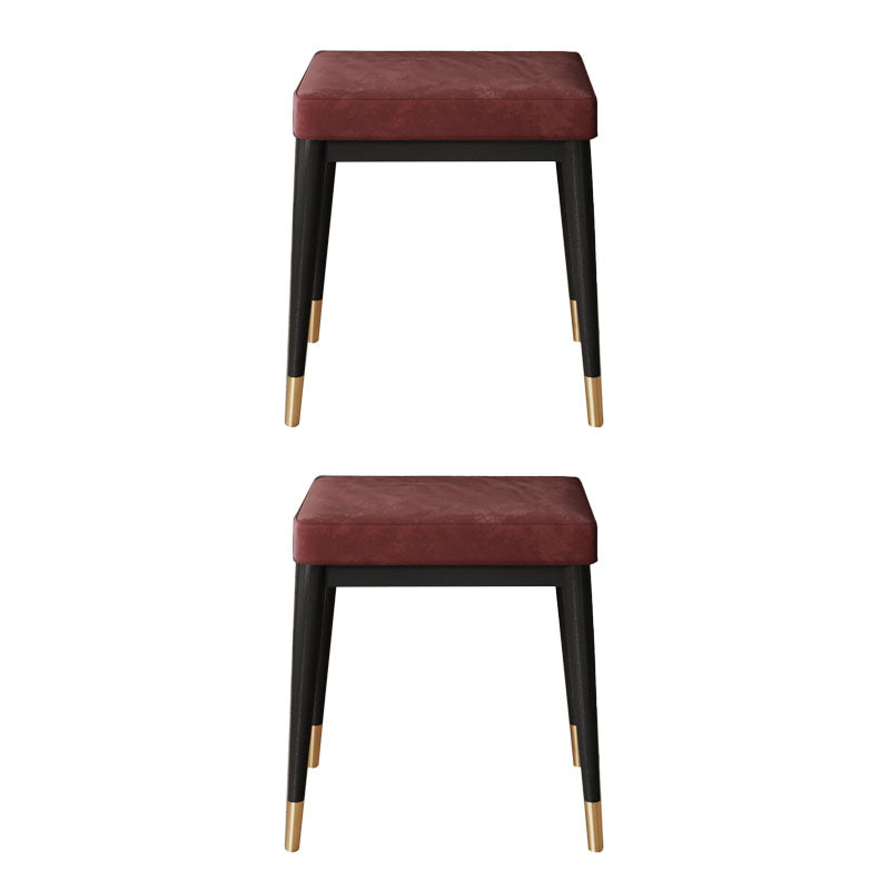 Solid Color Flannel Standard Stool Modern Simple Rectangular Upholstered Stool Red 2 Piece Set Black Clearhalo 'furn' 'furn_ottomans_poufs' 'Furniture' 'Living Room Furniture' 'Ottomans & Poufs' 'ottomans_poufs' 6978741