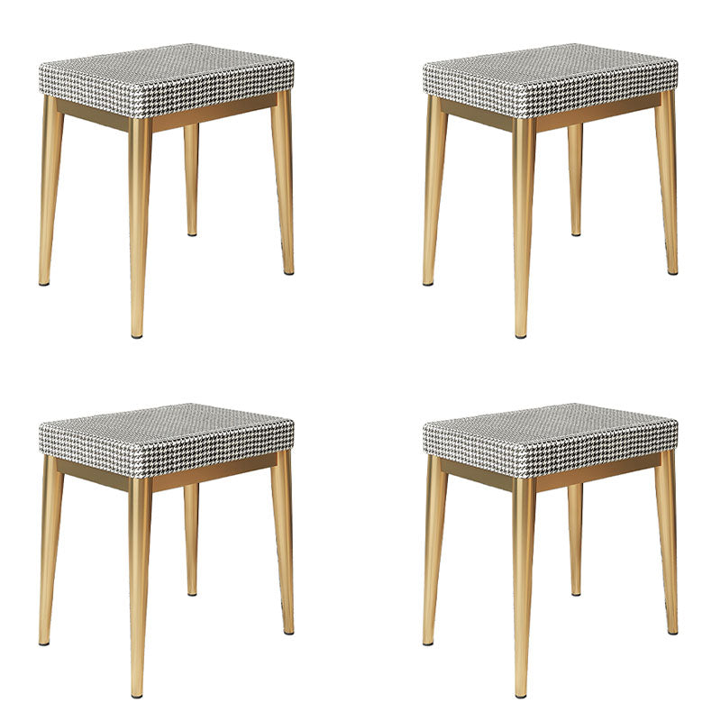 Solid Color Flannel Standard Stool Modern Simple Rectangular Upholstered Stool Houndstooth pattern 4 Piece Set Gold Clearhalo 'furn' 'furn_ottomans_poufs' 'Furniture' 'Living Room Furniture' 'Ottomans & Poufs' 'ottomans_poufs' 6978750