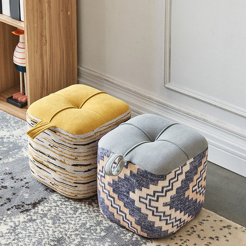 Color Block Fabric Standard Stool Modern Simple Upholstered Ottoman Clearhalo 'furn' 'furn_ottomans_poufs' 'Furniture' 'Living Room Furniture' 'Ottomans & Poufs' 'ottomans_poufs' 6978761
